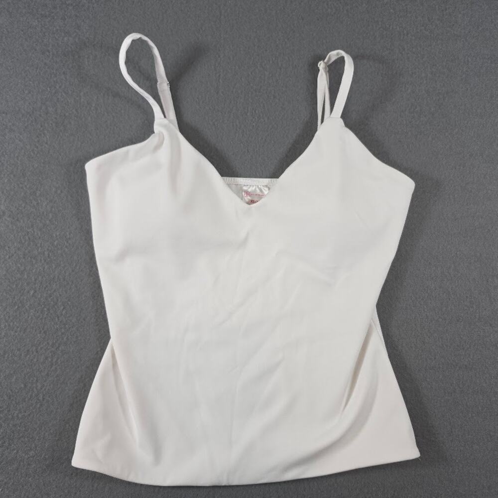 No Boundaries Womens V-Neck Cami Tank Top White XS Adjustable Strap Layering Y2K